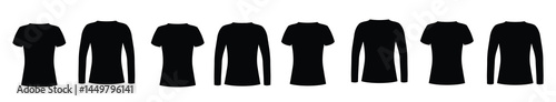 Women Black T-Shirt With Long And Short Sleeve Mock Up Template