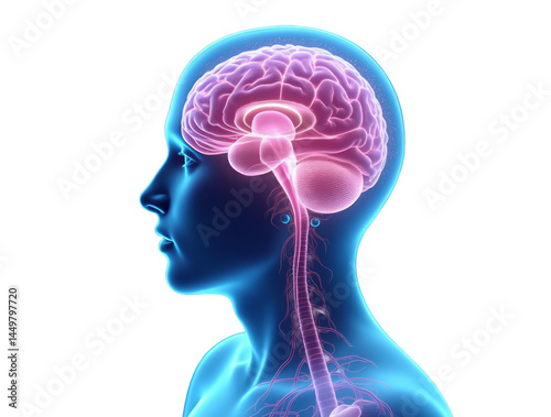 Hyper-Detailed View of the Human Brain Inside Transparent Skull