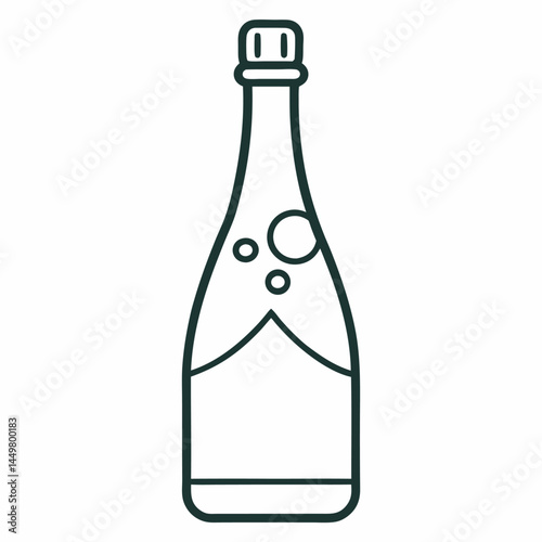Champagne outline on white background