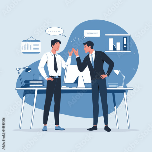 businessman are communicating and interacting with each other flat design