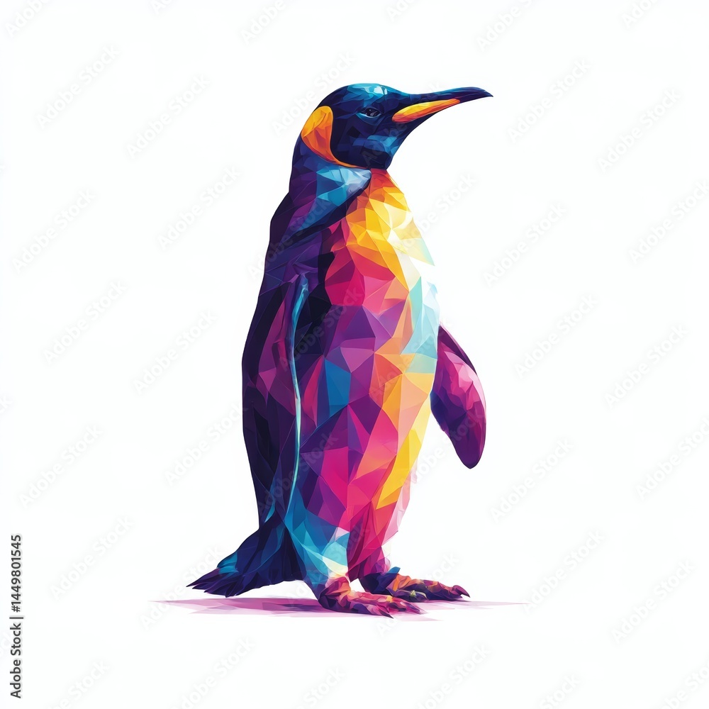 Obraz premium a 3D WPAP-style illustration of a penguin, isolated on white background