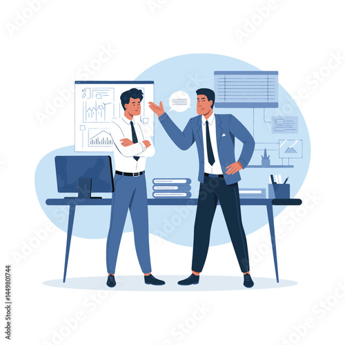businessman are communicating and interacting with each other flat illustration