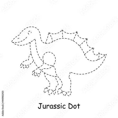 Black line dinasurus dot design. coloring book presschool