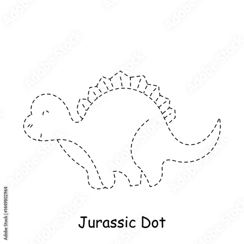 Black line dinasurus dot design. coloring book presschool