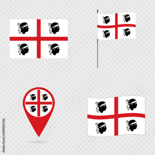Sardinia Flag Set, Region of Italy.