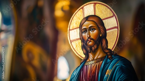 Byzantine Icon Depicting Jesus Christ in Majesty