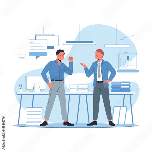 businessman are conversation design on office background illustration