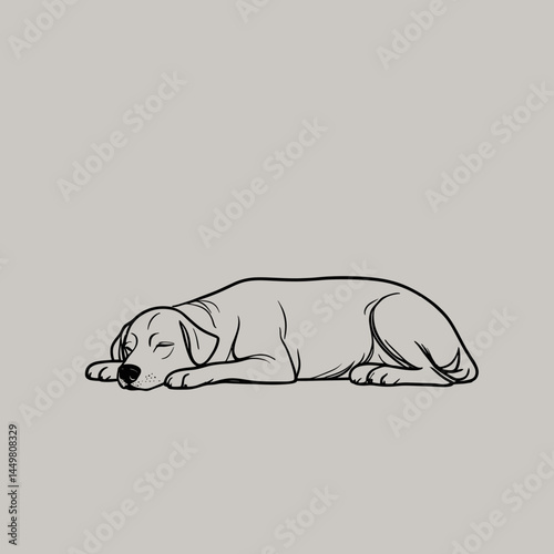 Sleeping dog illustration in a minimalist style on a white background