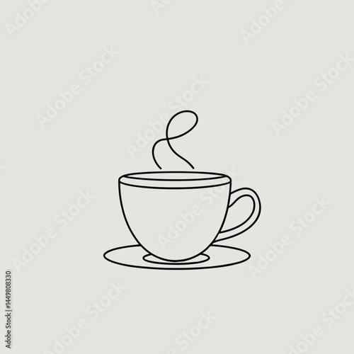 Minimalist coffee cup illustration with steam on a white background