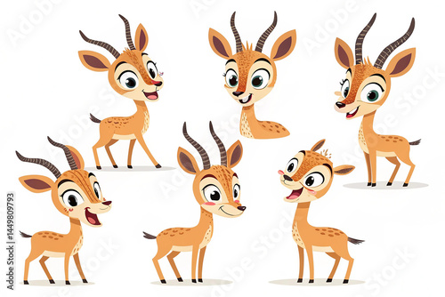 Set of gazelle cartoon character
