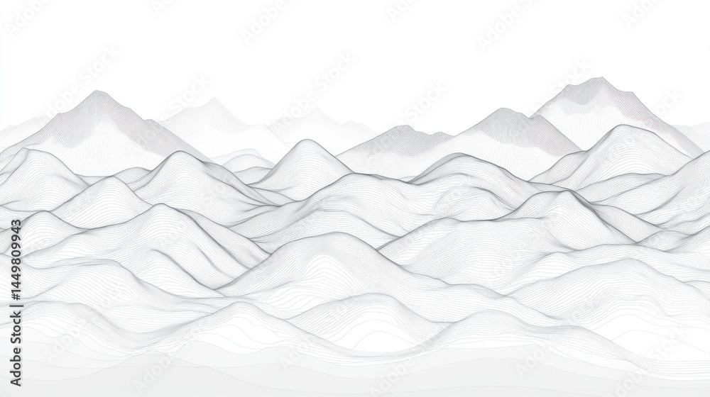 Obraz premium Abstract grayscale illustration of a mountain range.