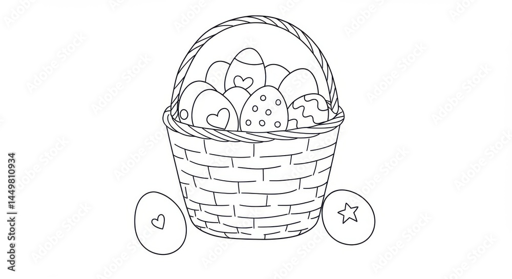 Fototapeta premium Minimalist Easter Basket with Oversized Eggs