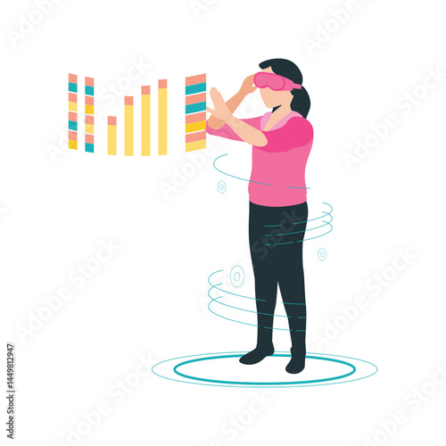  VR interaction Vector illustration which can easily modify or edit