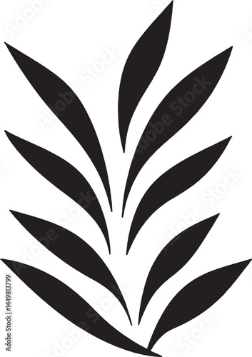 Stylized leaf silhouette. Represents nature, growth, and organic design elements. Adobe Illustrator Artwork