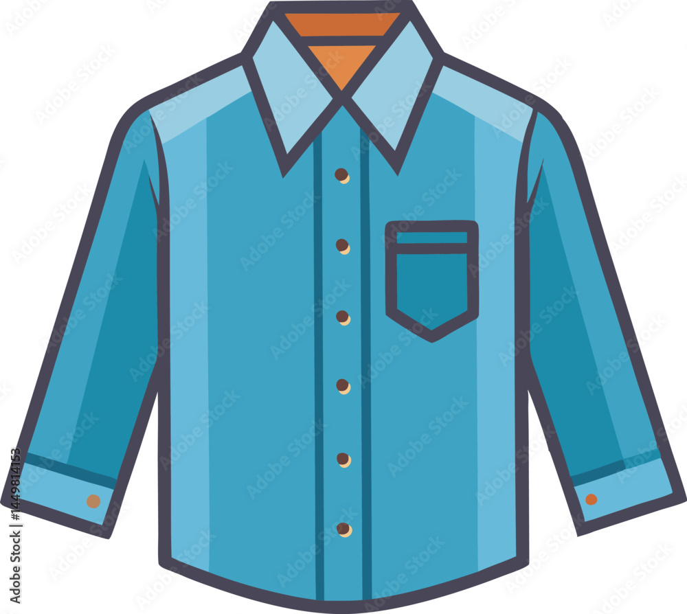 A stylish chambray shirt vector art illustration featuring detailed stitching, classic collar, and soft fabric texture, perfect for fashion design projects. A stylish chambray shirt vector art illustration featuring detailed stitching, classic collar, and soft fabric texture, perfect for fashion design projects.