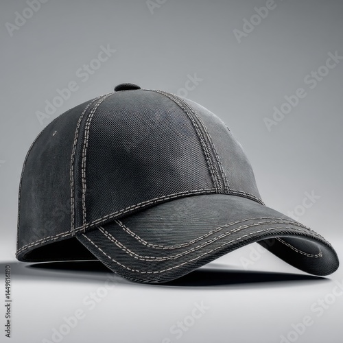 Obraz na płótnie Stylish Black Baseball Cap with Contrasting White Stitching Perfect for Casual Outings Outdoor Activities and Everyday Fashion Accessories for All w salonie