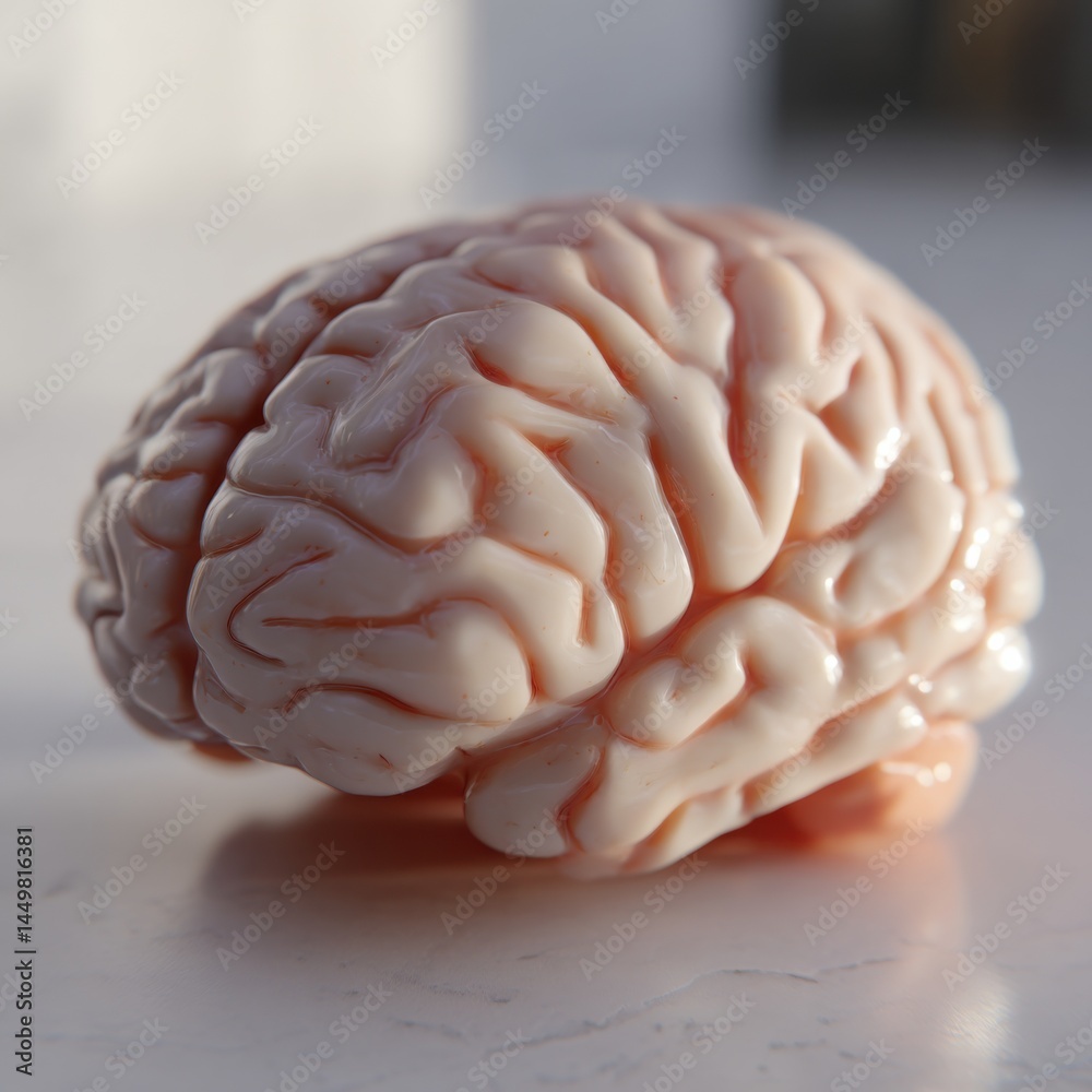 Intricate Close Up of a Detailed Human Brain Model Showcasing the Complex Structure and Functionality of the Human Mind in a Scientific Context