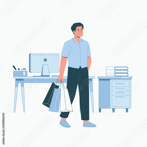 businessman carrying shopping bags to the office