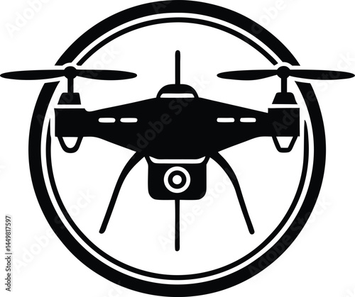 Simple Black and White Drone Silhouette Graphic
