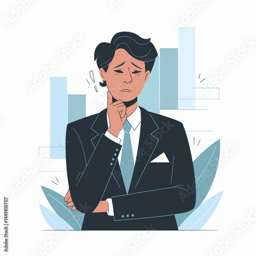 businessman confused and wondering illustration design illustration