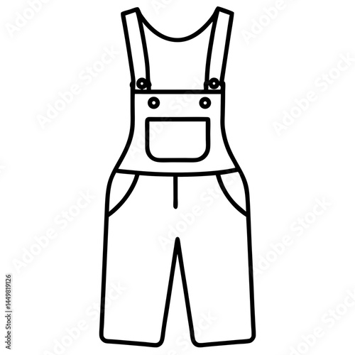 Minimal Dungarees Vector on White
