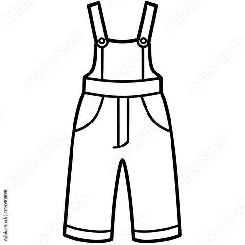 Minimal Dungarees Vector on White