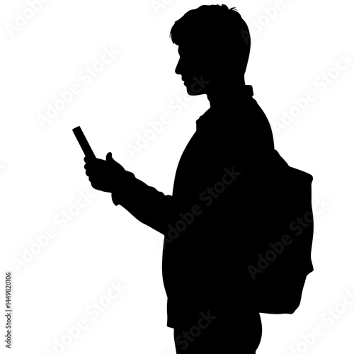 Student silhouette holding credit card for campus use, college preparation