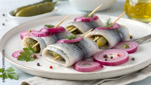 Rollmops with Pickles and Onions