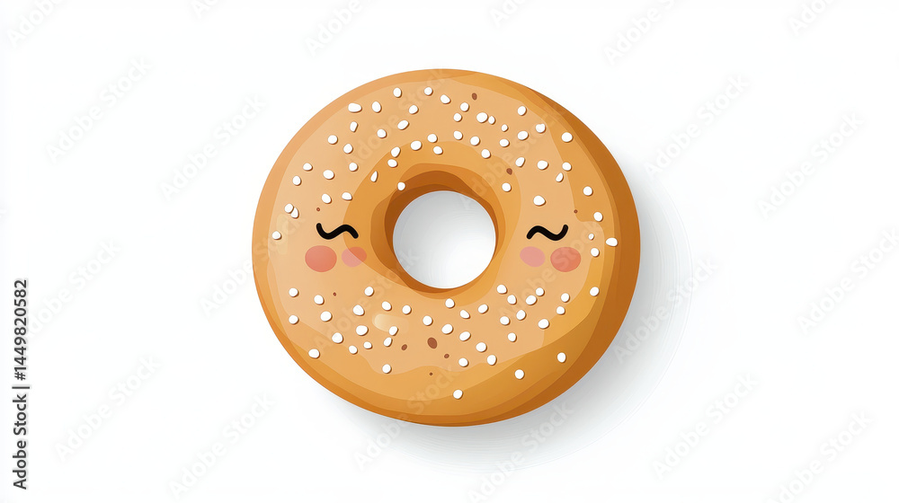 Cute donut with sprinkles and smiling face, perfect for adding cheerful touch to any design project Cute donut with sprinkles and smiling face, perfect for adding cheerful touch to any design project