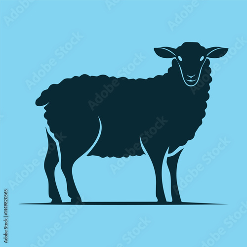 Simple Sheep Silhouette on Light Blue