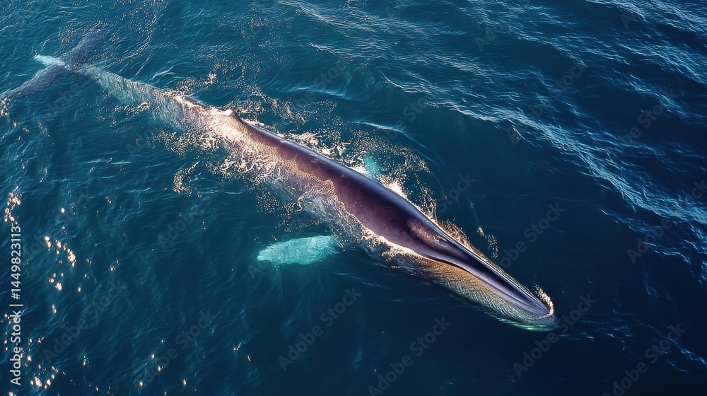 Obraz premium Bryde's Whale Surface Breach: Deep Ocean Encounter