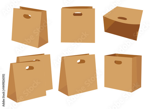 Die Cut Tote Brown Flat Kraft Paper Bag