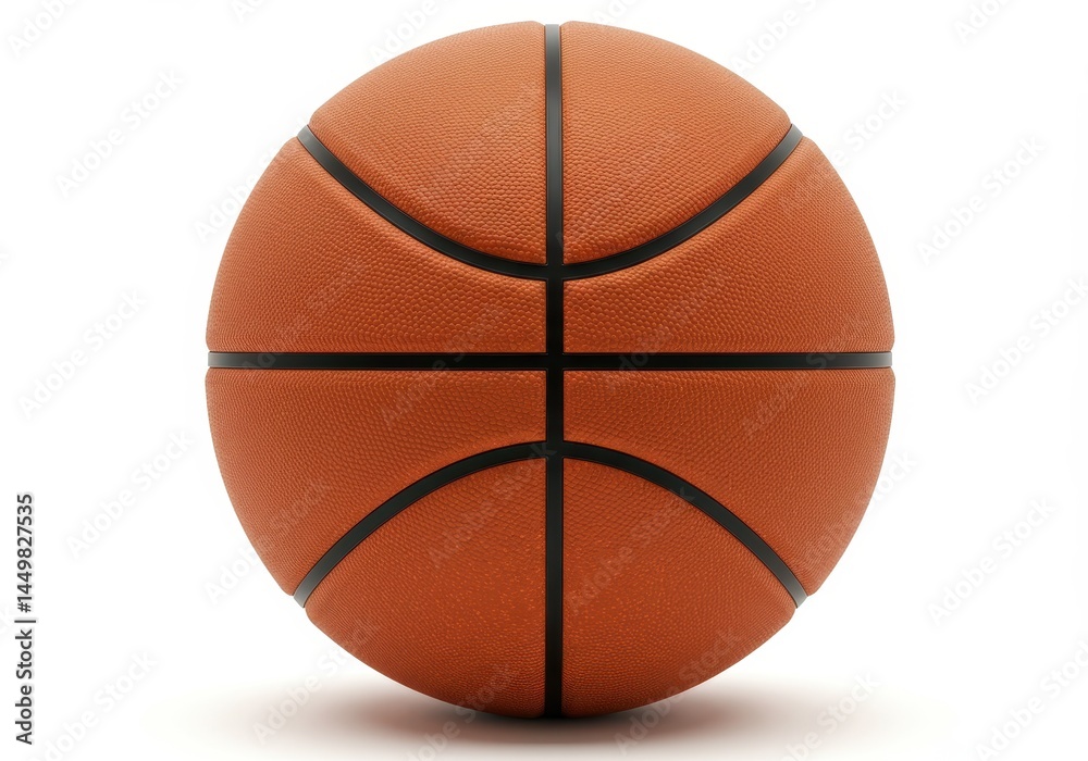 Fototapeta premium Close-up of a basketball with black lines against a white background in a studio shot