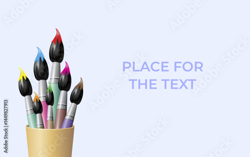 Paint brushes, banner, poster. Space for copying, vector image.