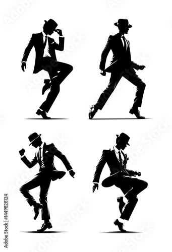 Wall Mural vector set silhouette of moonwalk dancer (artwork 1)