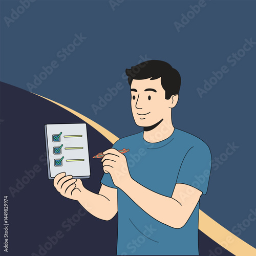 man holding a movie clapper board