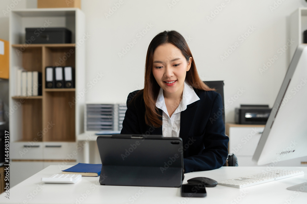 Businesswoman analyzing financial graphs, calculating company expenses, and planning investments, corporate, accounting, and economic strategy. Businesswoman analyzing financial graphs, calculating company expenses, and planning investments, corporate, accounting, and economic strategy.
