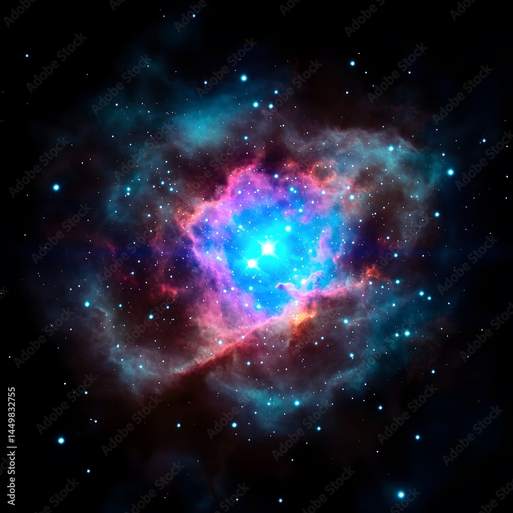 Obraz premium Vibrant Nebula Cosmic Cloudscape Stunning Deep Space Starfield Image