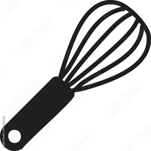 Whisk Silhouette Black Vector | Kitchen Tool Icon for Baking & Cooking Vector