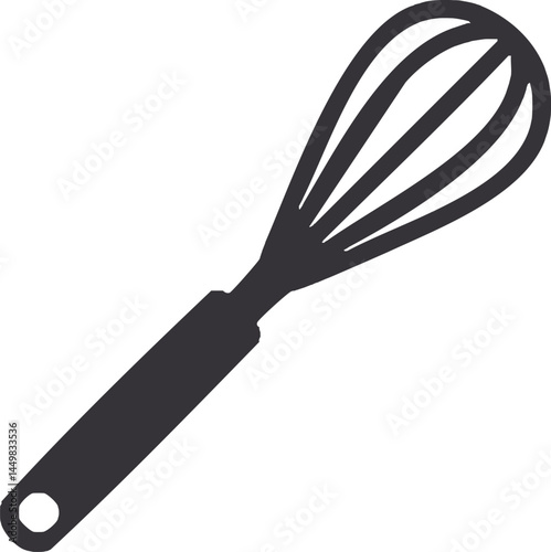 Whisk Silhouette Black Vector | Kitchen Tool Icon for Baking & Cooking Vector