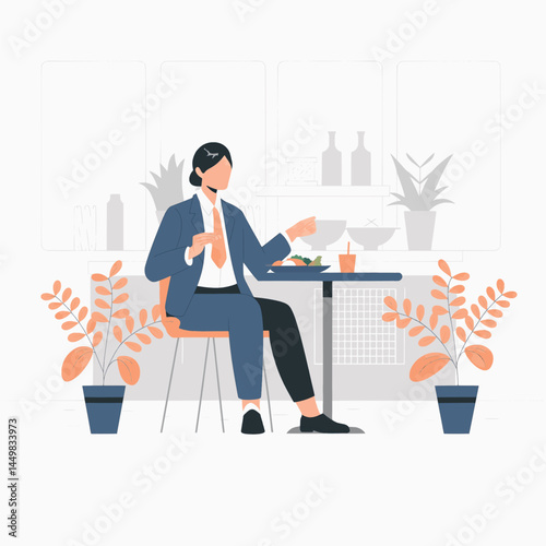 businessman eating during break time