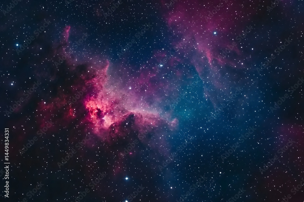 Obraz premium Cosmic Nebula A Stunning Image of Pink and Blue Nebula Clouds in Space