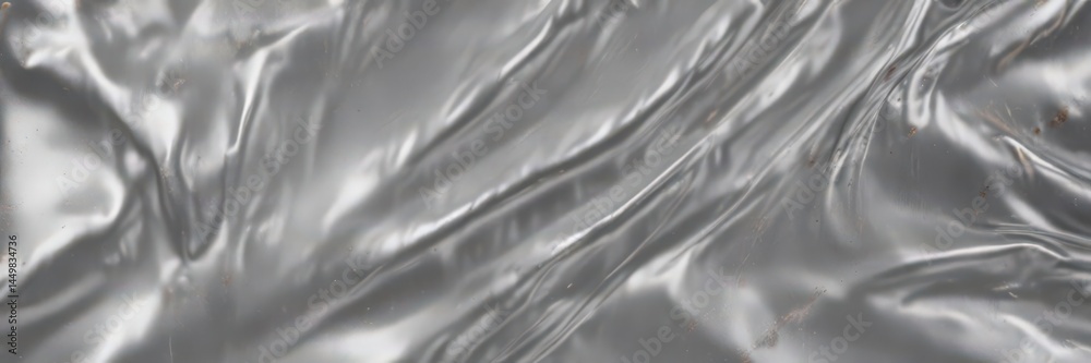 Obraz premium Luxurious silver foil backdrop, intense shine, deep wrinkles, metallic paper, shimmer, metal foil