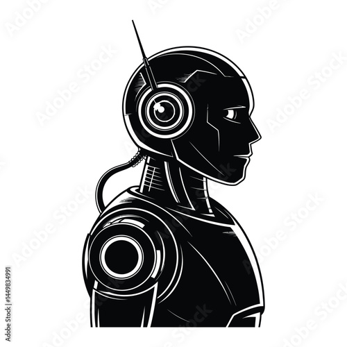 Robotics competition Silhouette, Vector, Icon, Logo, White Background.