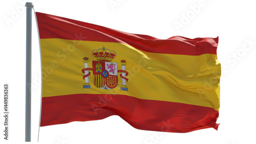 spain flag waving in wind isolated on transparent png
