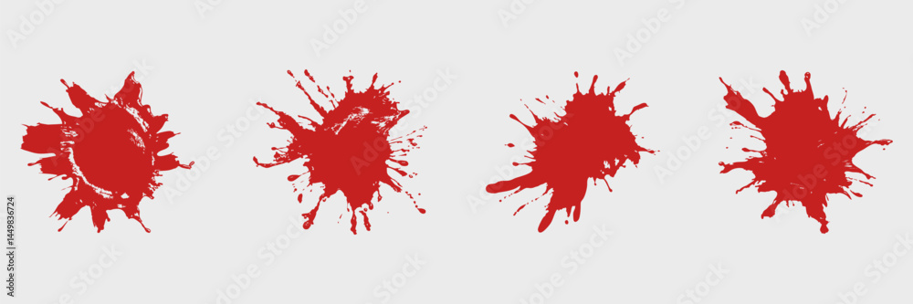 Red Paint Splatter Silhouette Set. Creative Expression And Art Design Elements Isolated Vector Illustration Collection Red Paint Splatter Silhouette Set. Creative Expression And Art Design Elements Isolated Vector Illustration Collection