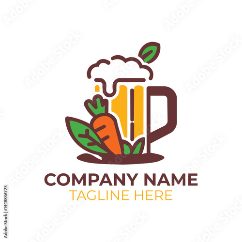 FLAT COFFEE CUP CARROT FRUITS LOGO STOCK VECTOR