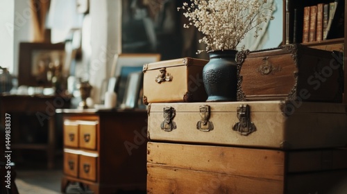 Vintage travel trunk and decor