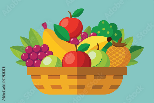 Colorful fruit basket illustration