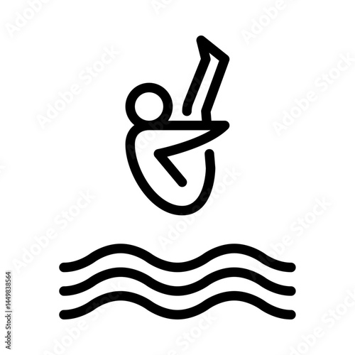 diving sport outline icon. figure stick playing sport line art illustration.